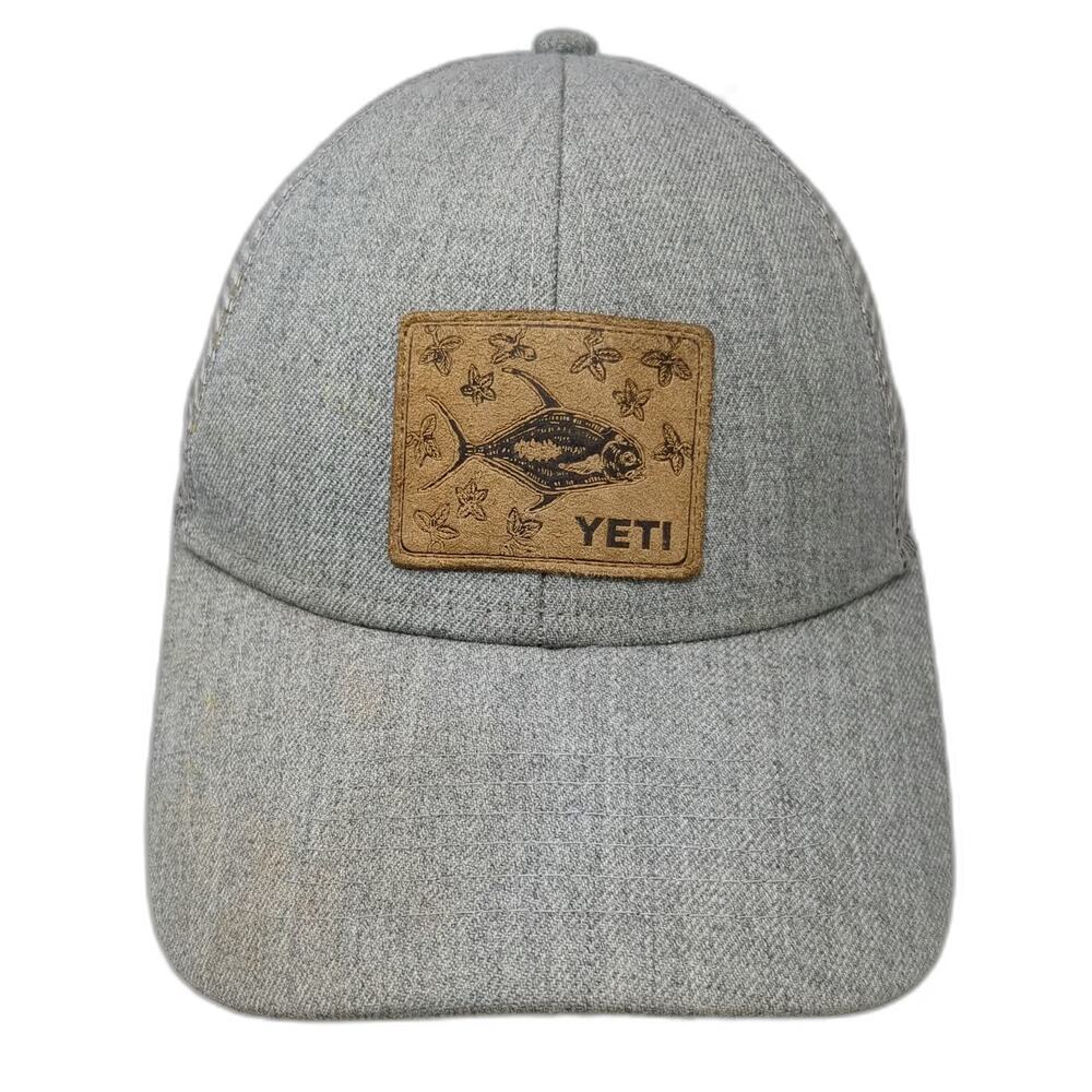 YETI Trucker Hat Gray One Size Mesh Snapback Fish Patch J Marquardt Cap